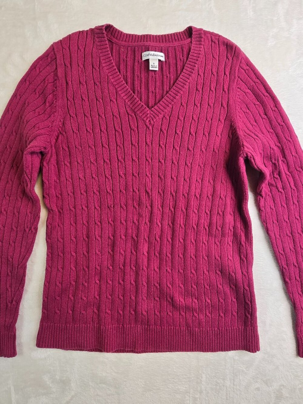Croft & Barrow Womens Small Knit Long Sleeve Pink Cardigan V-Neck Sweater